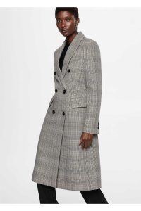 منگو: پالتو طرح چهارخانه طوسی