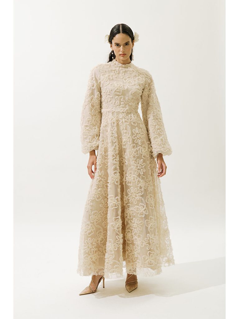 لباس شب جدید و شیک رنگ کرمی