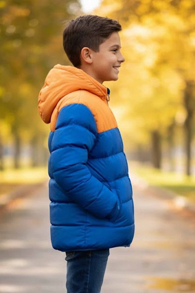 کاپشن پسرانه شیک زرد و آبی